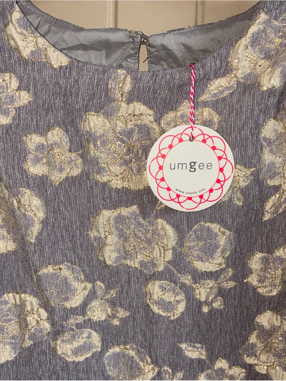 Umgee Gray Dress with Gold Floral Jacquard - Picture 2 of 8